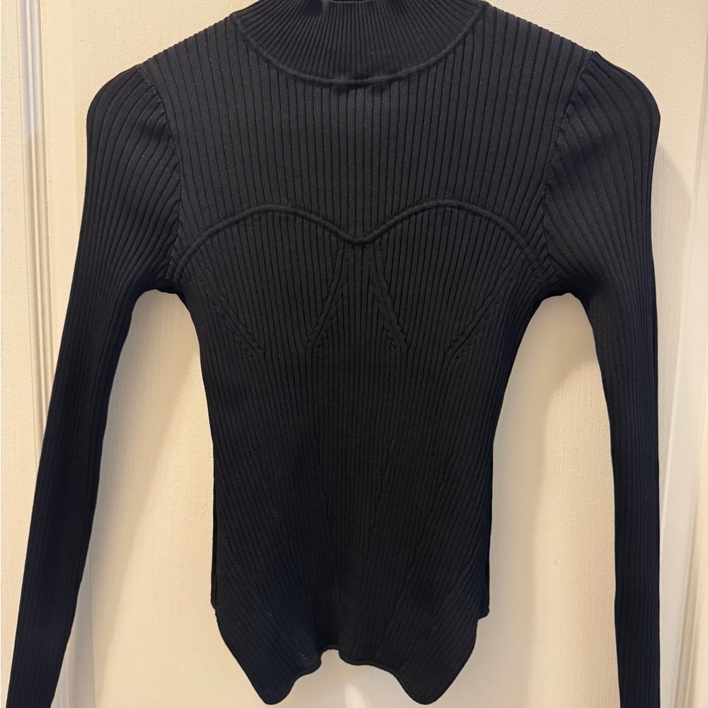 Zara Black Textured Knit Top